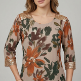 casacca fantasia con paiette FFGAETANA BEIGE MARICLA 