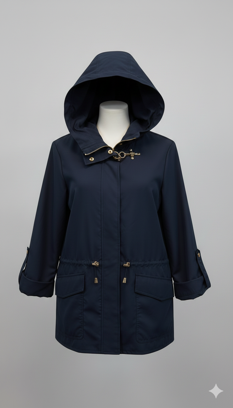 Parka Tecnico "Blu notte " con Cappuccio  Stile e Protezione CF22191 BLU CARLA FERRONI 