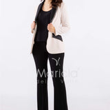 tailleur 3 pz bicolore pantalone zampa PF212TP CREMA PAOLA FORTI 
