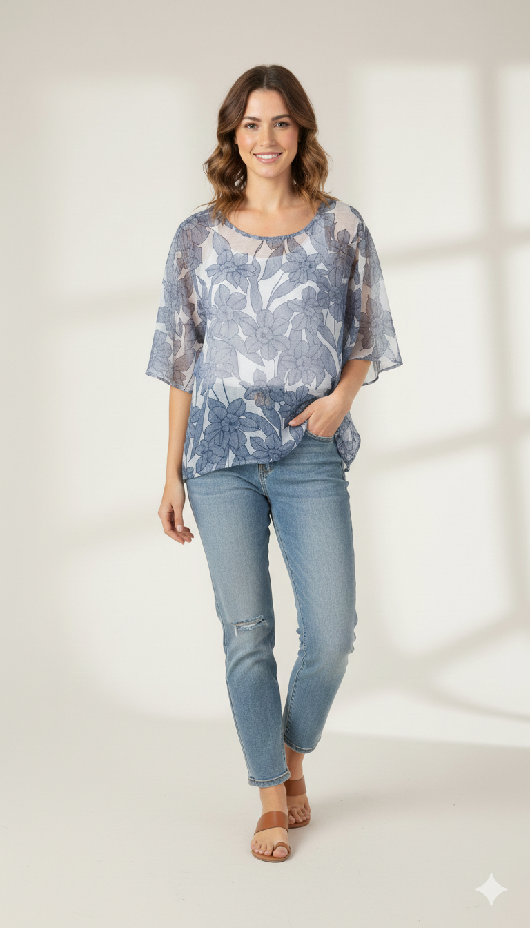 Blusa a Fiori GR1958 POLVERE MARICLA 