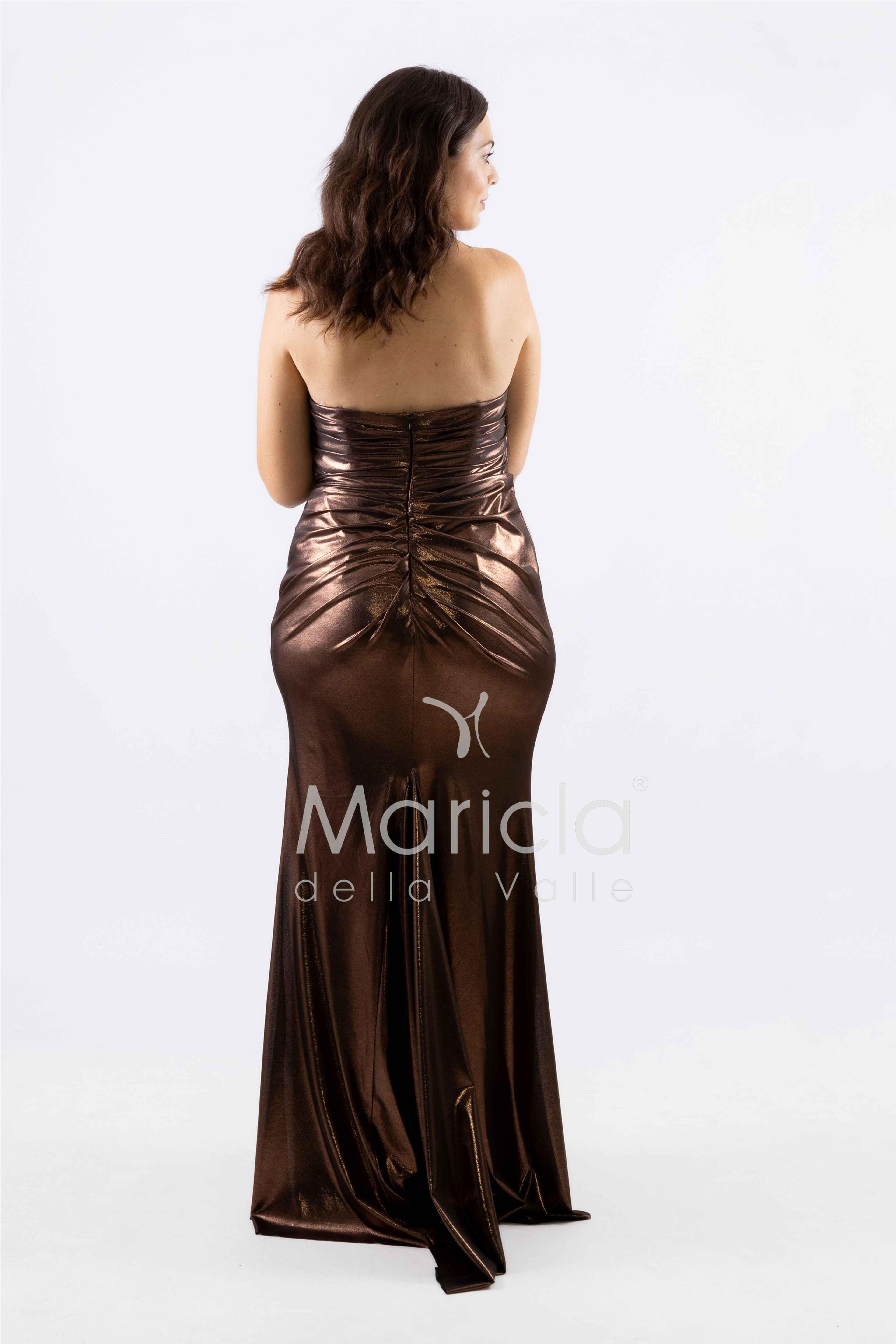abito lungo bagnato drappeggio DEG55516 BRONZO MARICLA ELEGANCE 