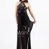 tuta ricamo e piume SH909TU NERO SHARON 