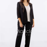 tailleur strass onda collo PF2180 NERO PAOLA FORTI 