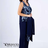 tailleur con ricamo PF3120/22OVER BLU PAOLA FORTI 