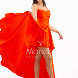 abito con spacco ANT7234 ARANCIO ANTILLE ELEGANCE 