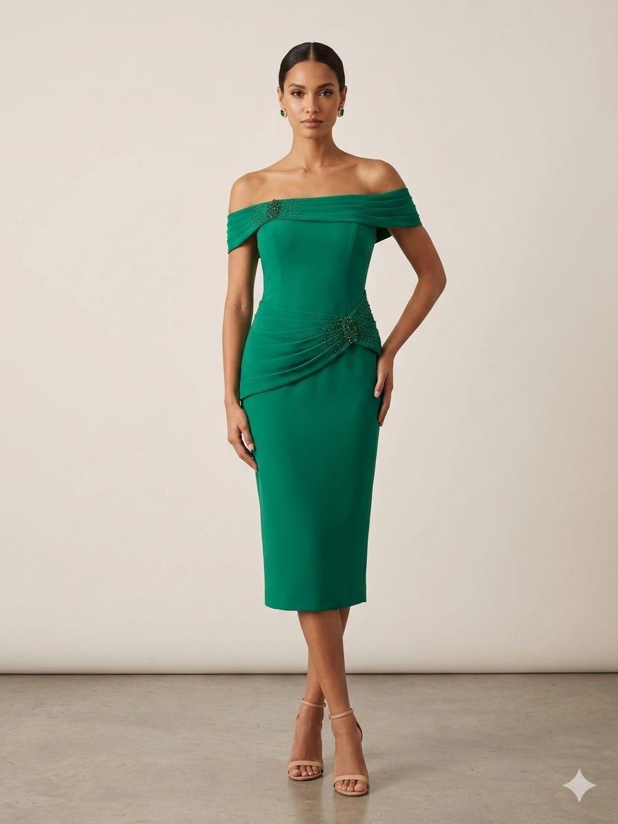 tubino crepe strass CAR58658 VERDE MARICLA ELEGANCE 