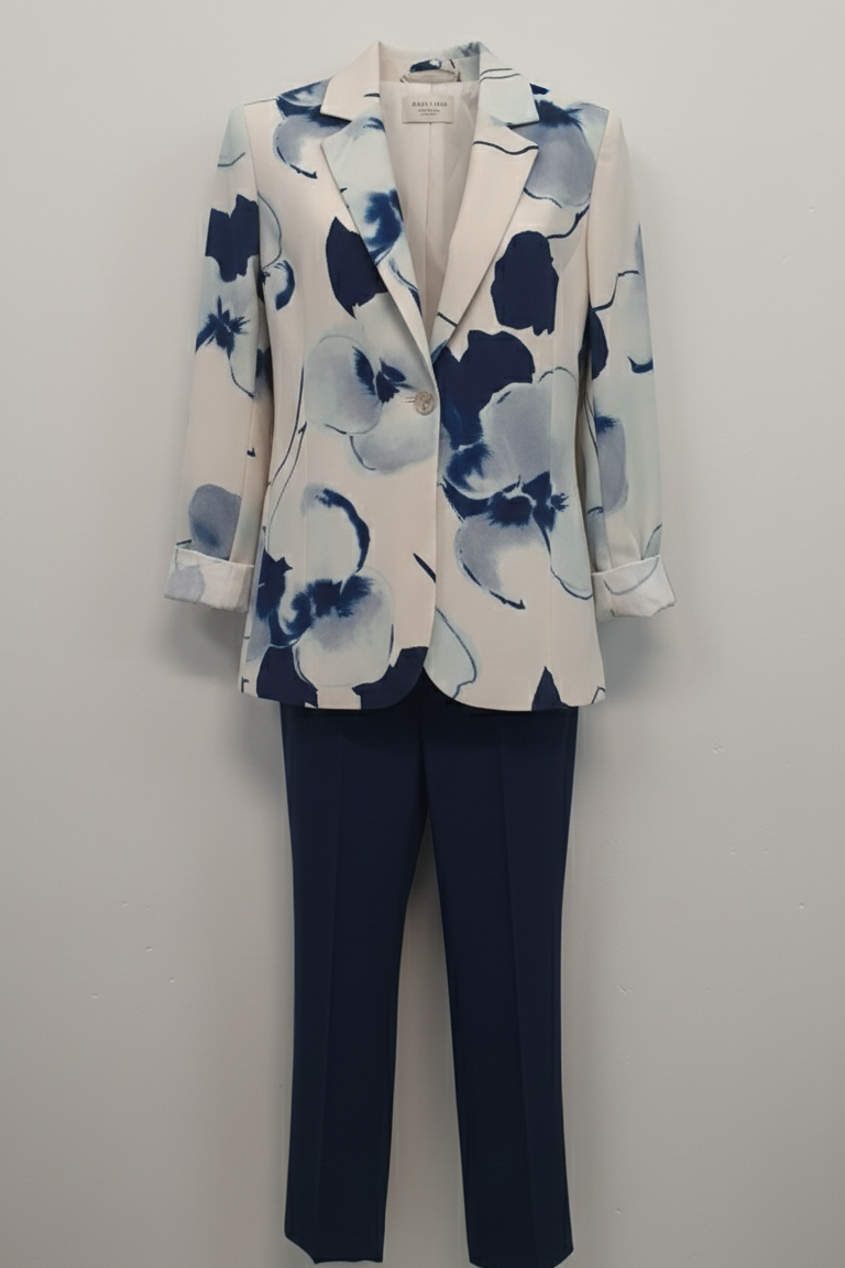 tailleur con giacca fantasia ATENA BLU MARICLA 