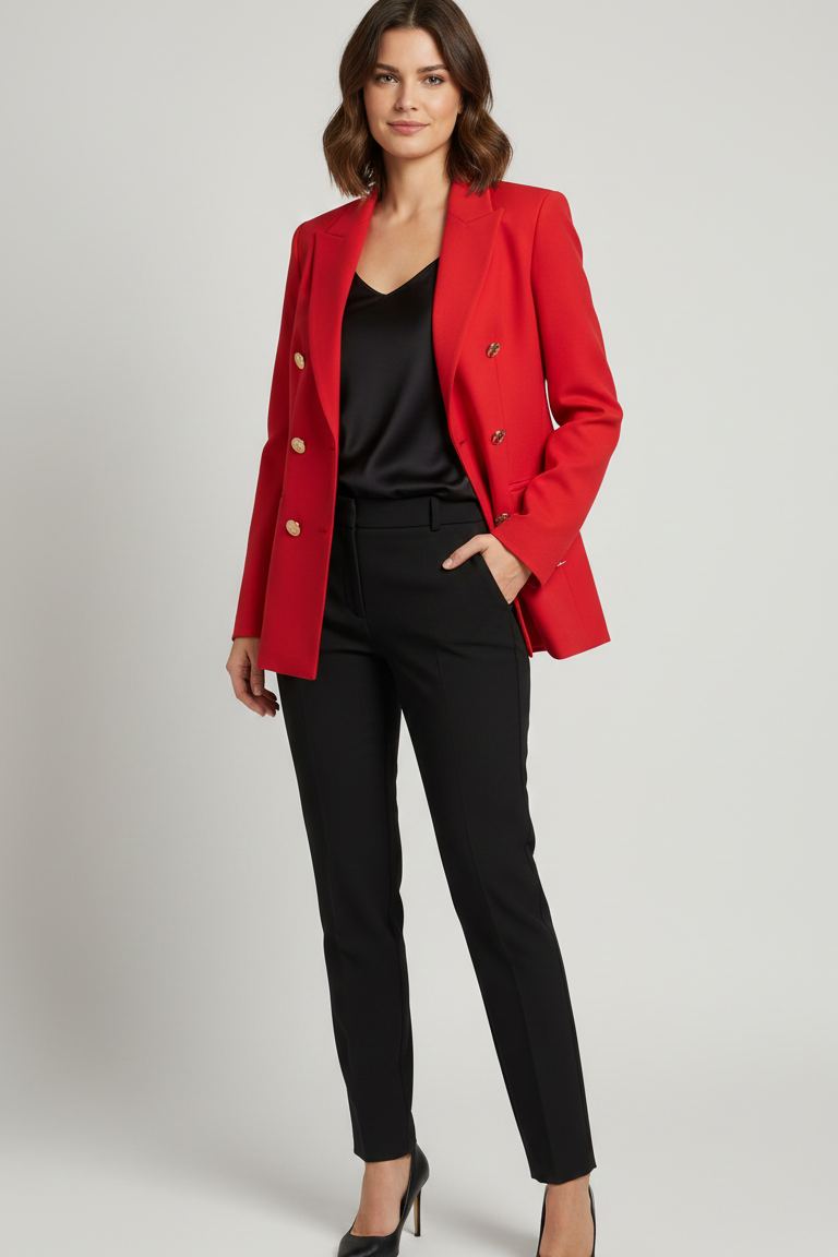 Giacca blazer tinta unita finto doppio petto ROMI4121 ROSSO MARICLA 