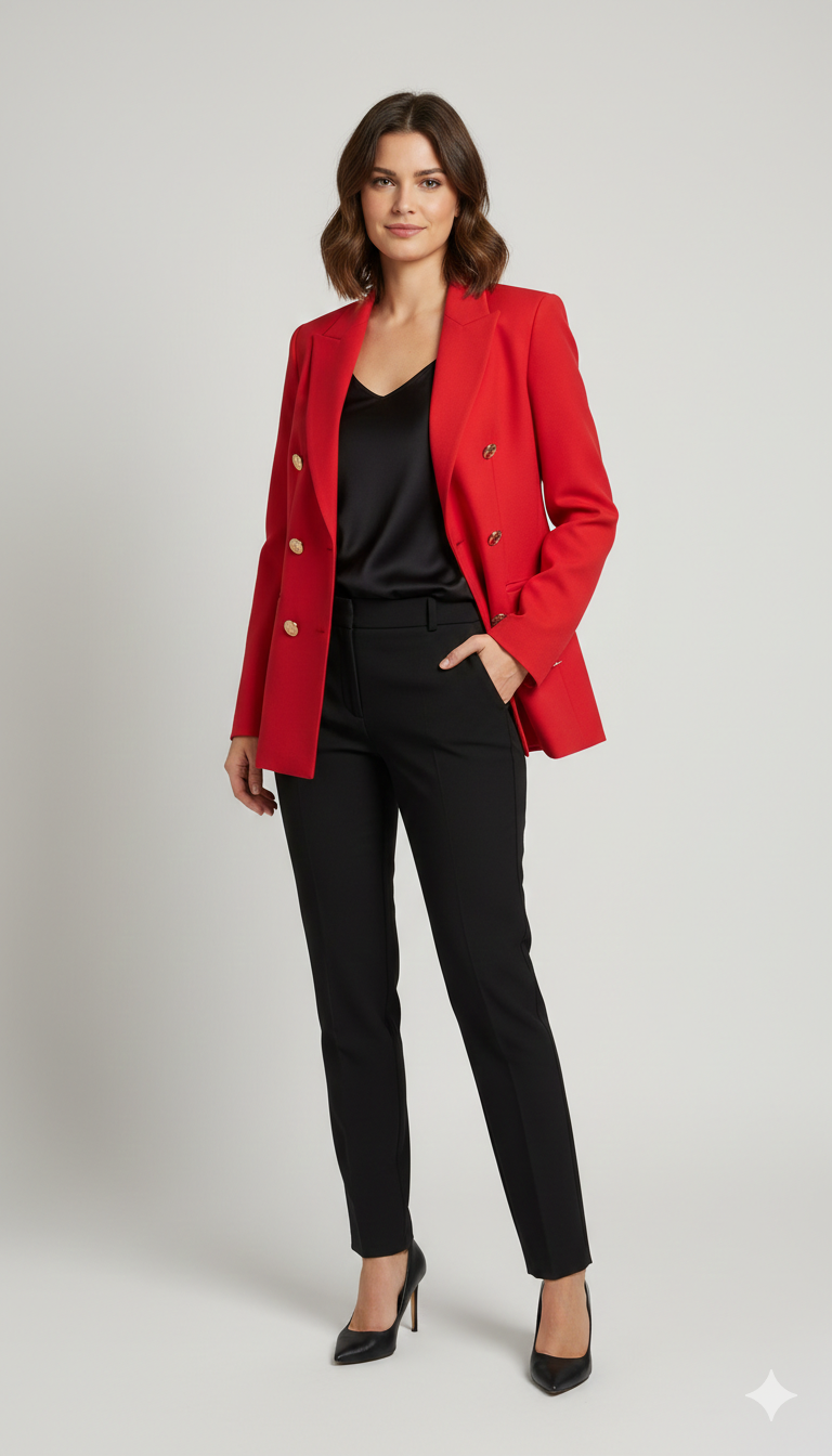 Giacca blazer tinta unita finto doppio petto ROMI4121 ROSSO MARICLA 