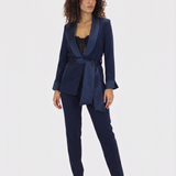 tailleur manica velo con cintura SH613TP BLU SHARON 
