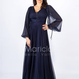 abito organza manica lunga JC34882 BLU MARICLA ELEGANCE 