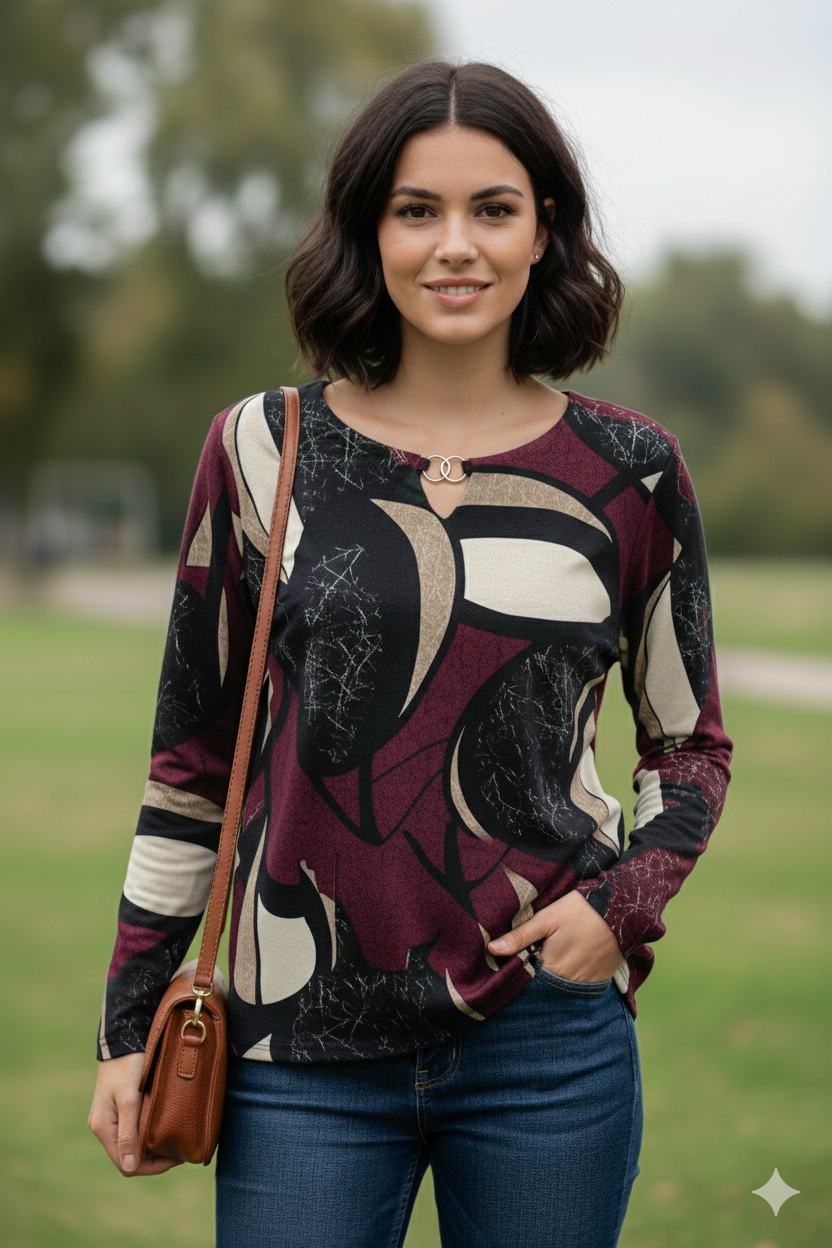 maglia mani calde fantasie con anelli DB10740 AMARONE MARICLA 