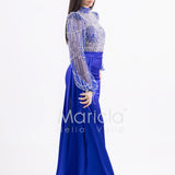 Abito sirena con corpetto ricamato e drappeggio al lato FP512352 ROYAL MARICLA ELEGANCE 