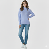 Maglia 100% lana dolcevita con rettangoli CF4271 INDACO CARLA FERRONI 