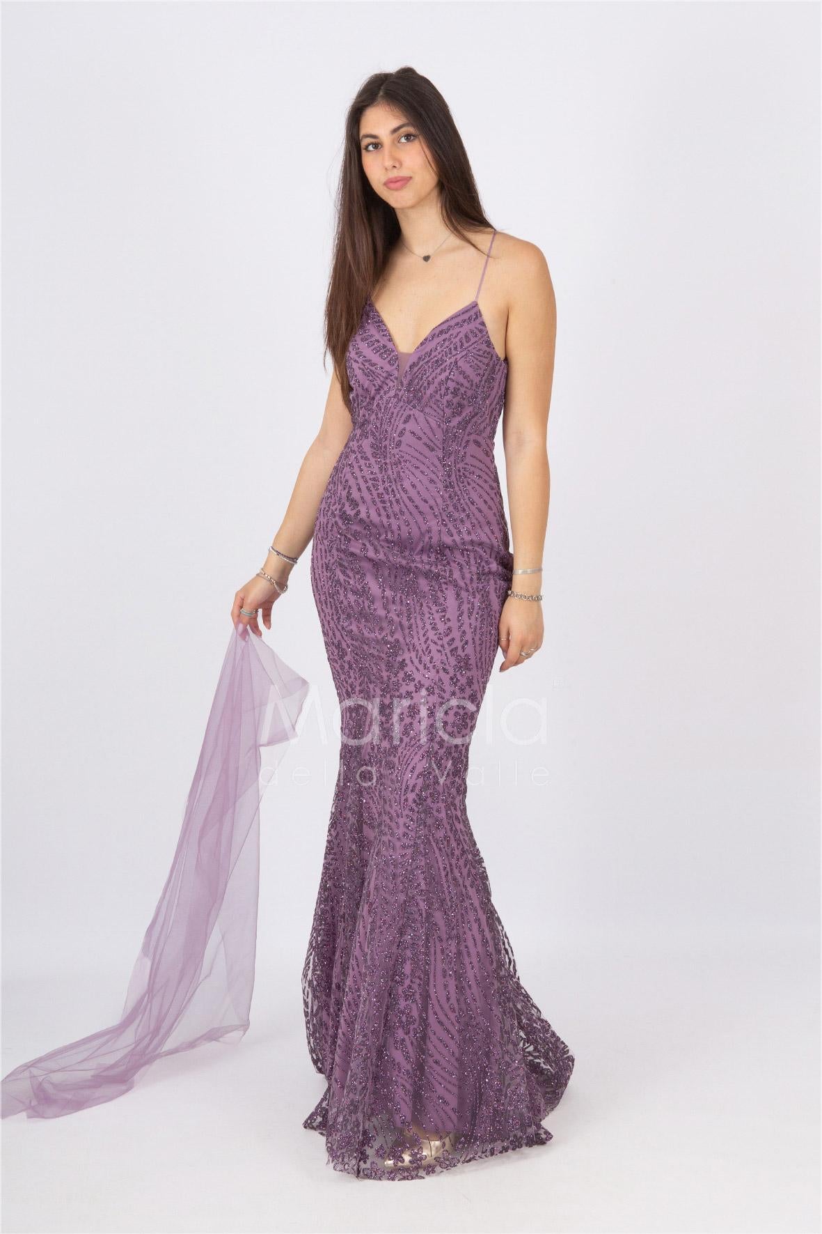abito luingo paiette incrocio FI7105 UVA MARICLA ELEGANCE 