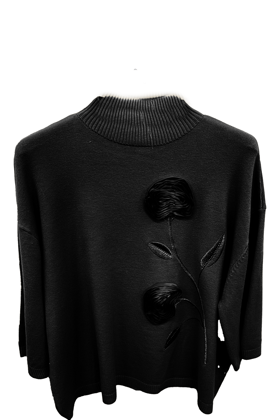 maglia vulcano con fiore A26IMP1763 NERO MARICLA 