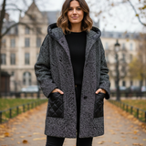 Giaccone piumino fantasia con cappuccio<BR/> LOREDANA NERO MARICLA 