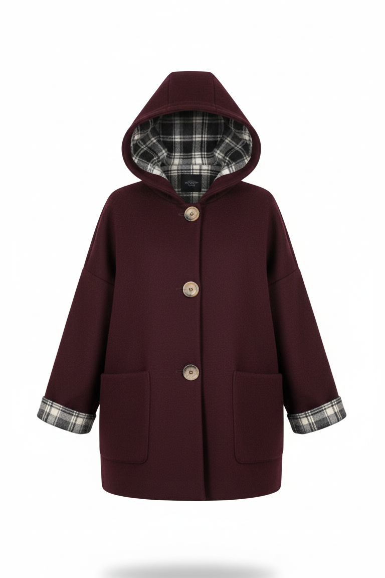 Giaccone con cappuccio interni fantasia scozzese YAK AMARONE MARICLA 