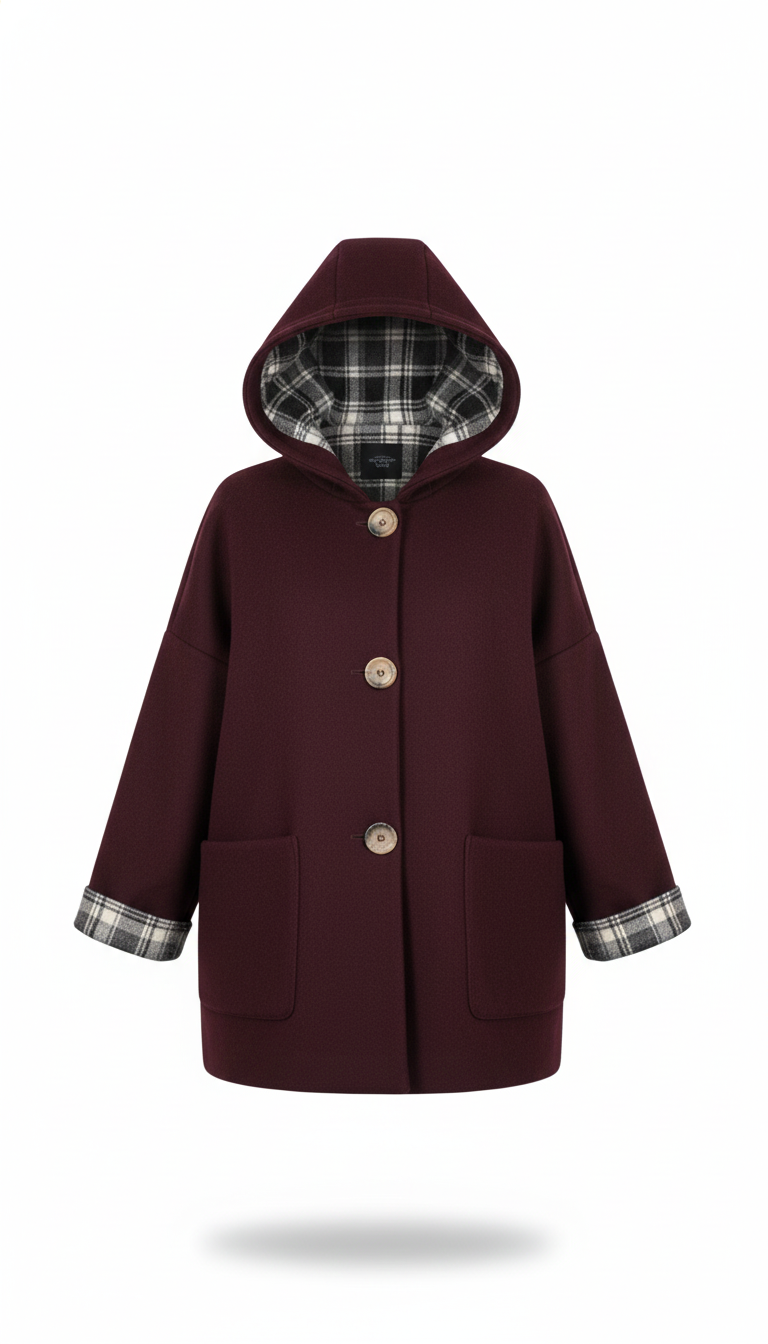 Giaccone con cappuccio interni fantasia scozzese YAK AMARONE MARICLA 