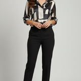 Camicia in Chiffon a Stampa Geometrica Abstract ROMI2743 NERO MARICLA 