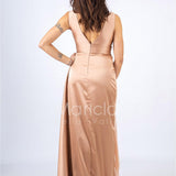 abito lungo spilla piume RG4223 BRONZO GIGLI CERIMONIA 