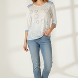 Maglia con Stampe Mandala e Dettagli Lurex GR2058 BIANCO MARICLA 
