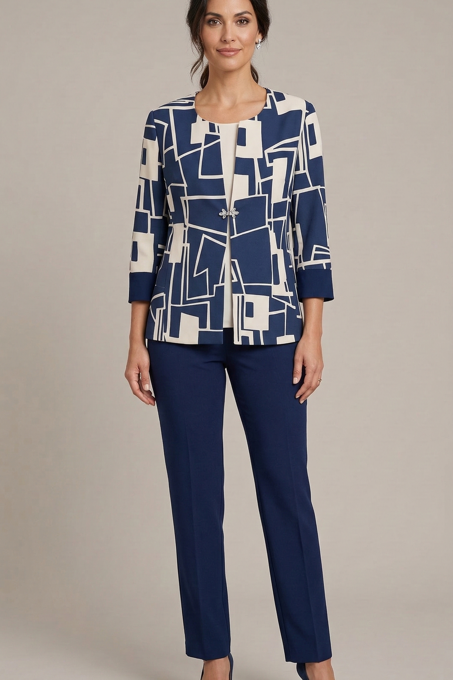 tailleur 3 pz giacca fantasia GRILLO BLU MARICLA 