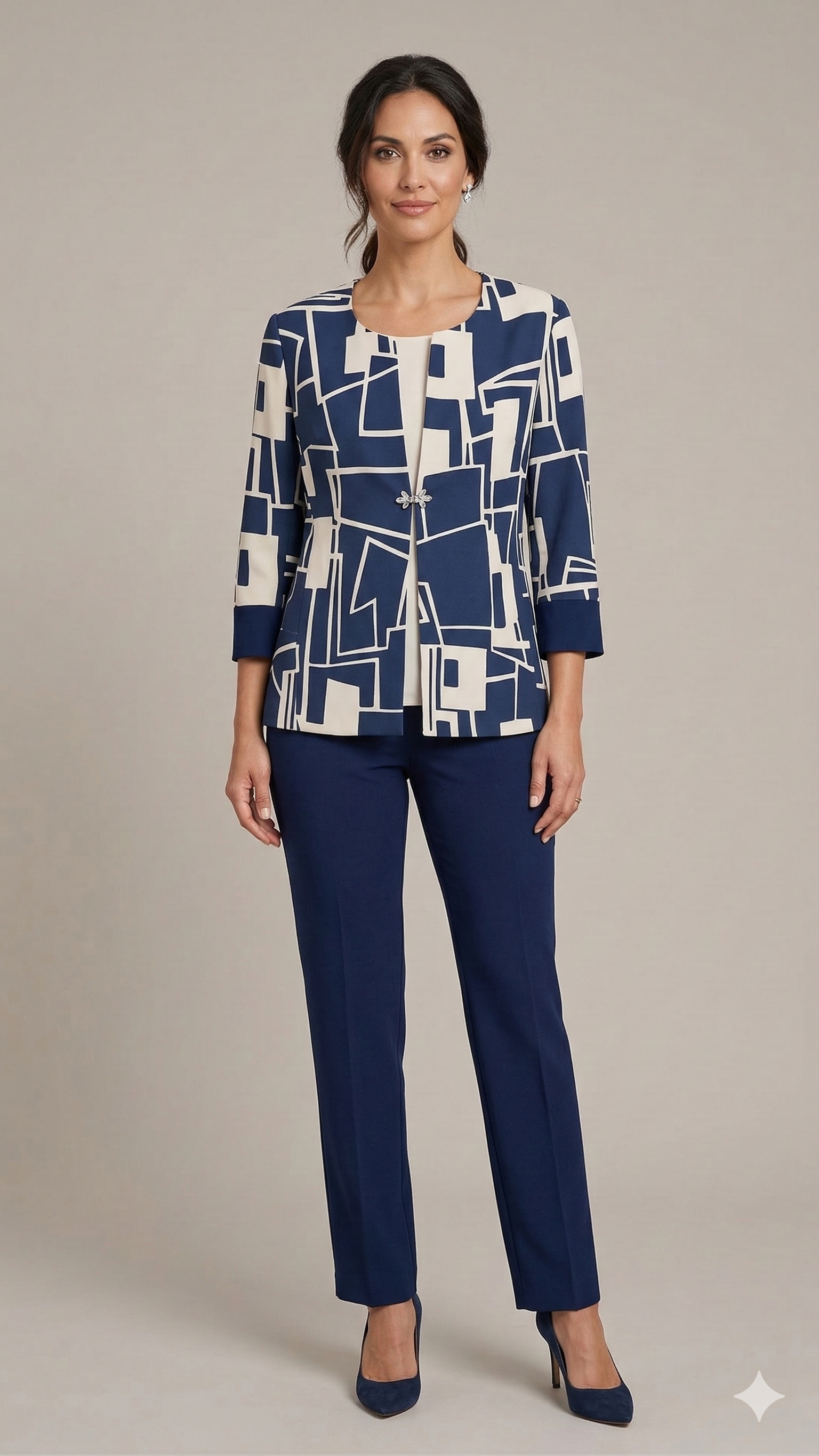 tailleur 3 pz giacca fantasia GRILLO BLU MARICLA 