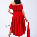Abito rosso con scollo a barca e strass JC34363 ROSSO MARICLA ELEGANCE 