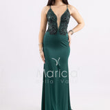 abito sirena corpetto ricamato ANT20412XJ VERDE ANTILLE ELEGANCE 