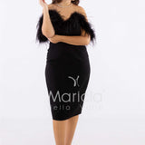 tubino con piume CAR58214 NERO MARICLA ELEGANCE 