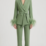 tailleur doppio petto con piume EC04602 ORIGANO MARICLA 