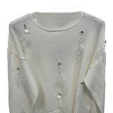 maglia con piume A26IMP90582 BIANCO MARICLA 