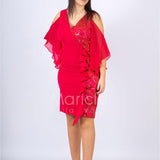 Abito midi con manica ricamata SH106 FUXIA SHARON 