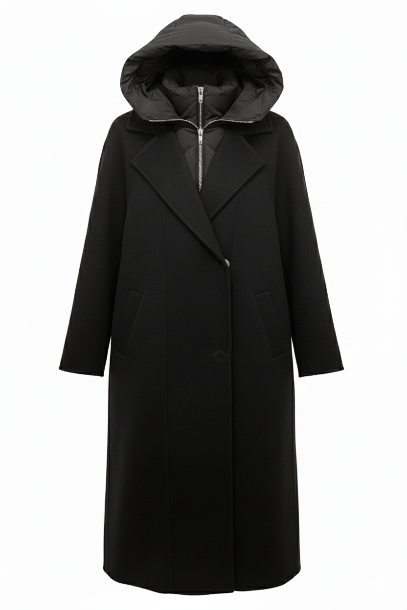 cappotto lungo doppio petto con piumino AZ70CA NERO MARICLA 