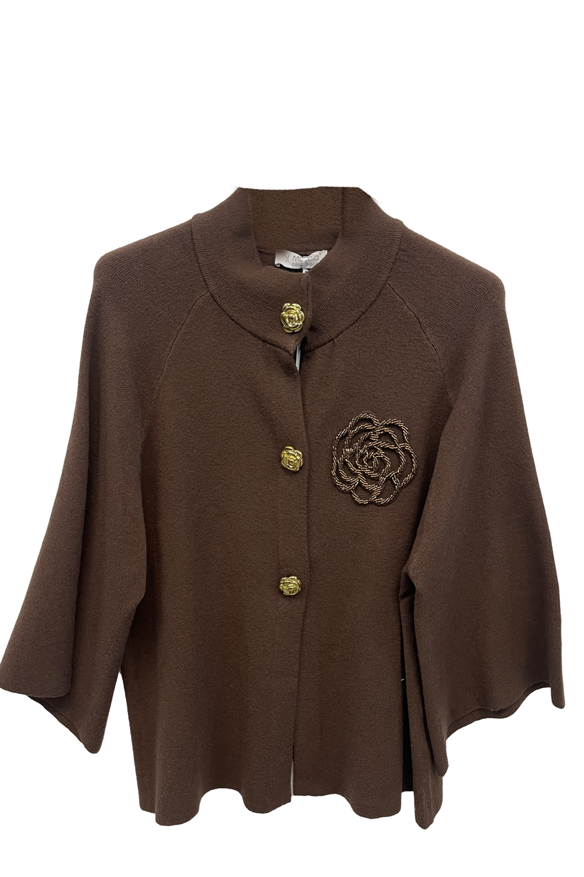 giacca mantellina fiore A26IMP1385 MORO MARICLA 