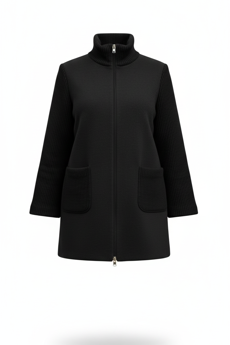 giaccone con lana coste BIGNAMI NERO MARICLA 