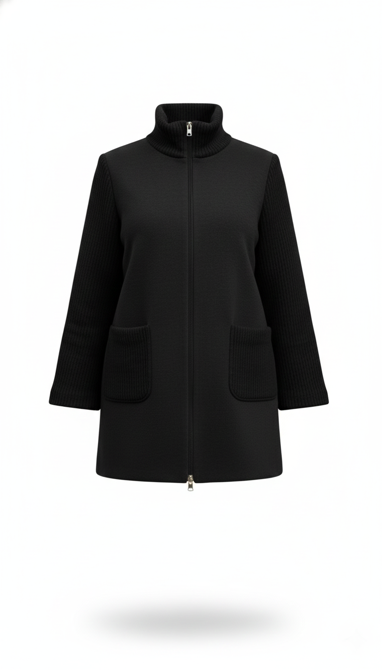 giaccone con lana coste BIGNAMI NERO MARICLA 