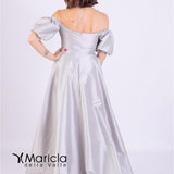 Abito con manica sbuffo ANT191364 ARGENTO ANTILLE ELEGANCE 