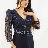 tuta con manica paiette SH905TU BLU SHARON 
