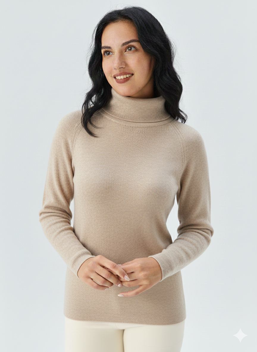 Maglia 100% lana  collo alto CF4405 BEIGE CARLA FERRONI 