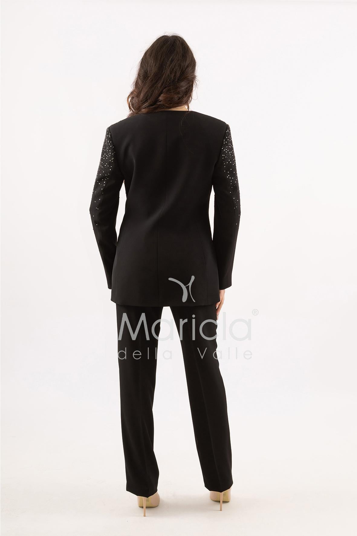Tailleur Completo 3 pezzi in strass SH728TP NERO SHARON 