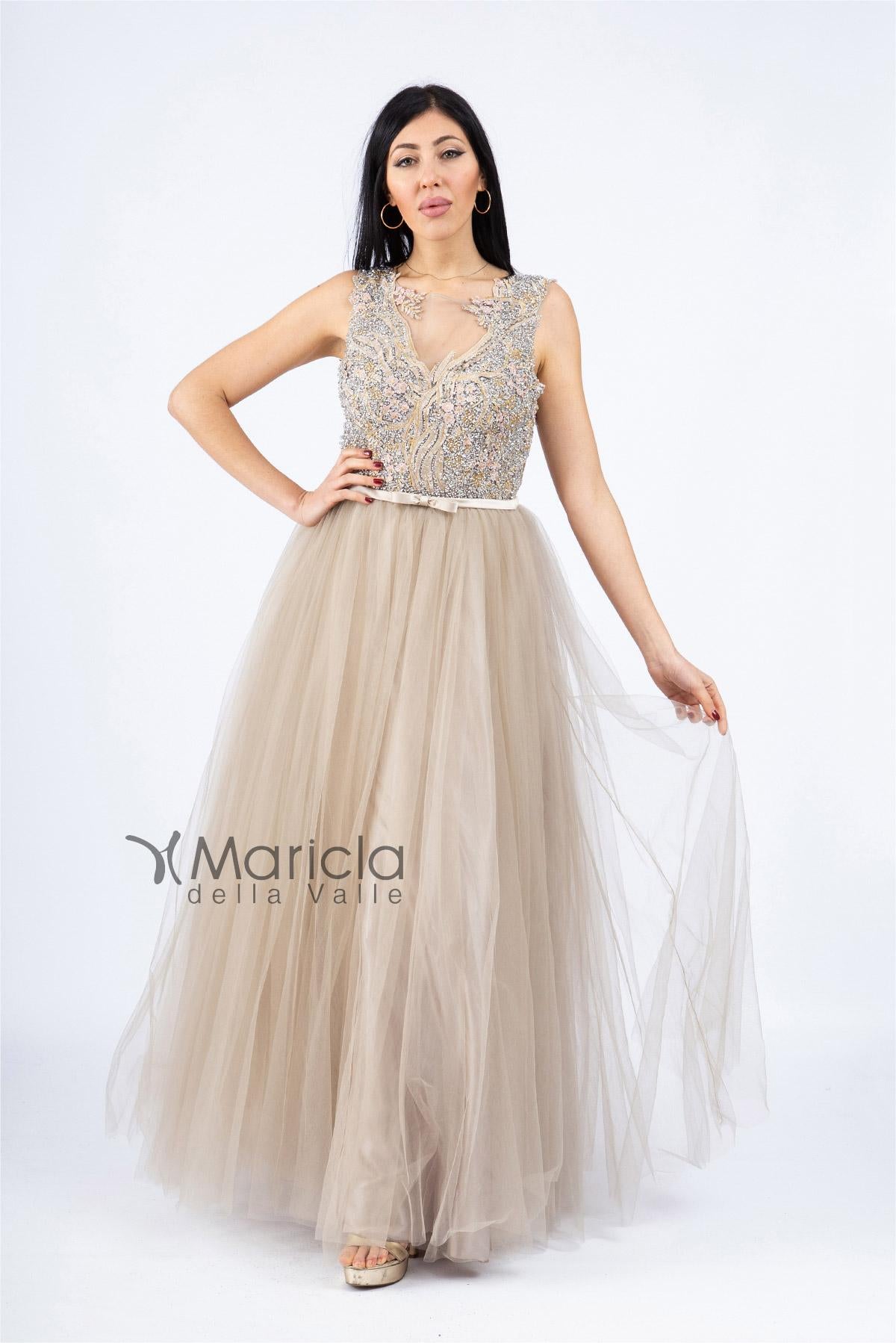 Abito ampio con ricami FP801050 CHAMPAGNE MARICLA ELEGANCE 