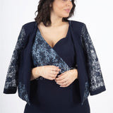 tubino con giacca ricamata PF6100 BLU PAOLA FORTI 