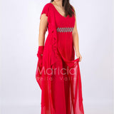 Tuta a giromaniche con rouche PF509 FUXIA PAOLA FORTI 