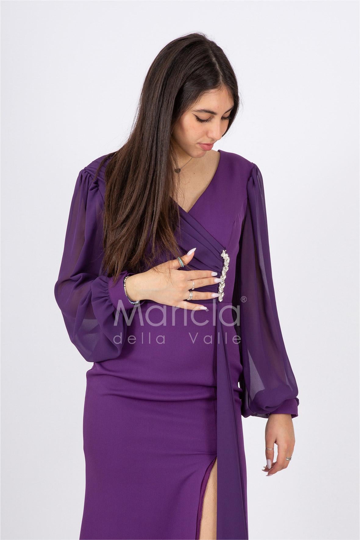 abito manica lunga con gioiello CAR58137 UVA MARICLA ELEGANCE 