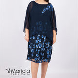Abito midi con cappa SG7090 BLU SOLO GIOIE 