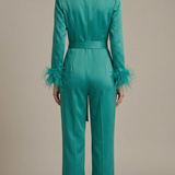 tuta smoking con piume manica AD11033 PETROLIO MARICLA 