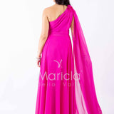 abito lungo fiore chiffon FI7401 FUCSIA MARICLA ELEGANCE 