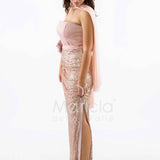 abito lungo strass e fiore DEG55853 RAME MARICLA ELEGANCE 